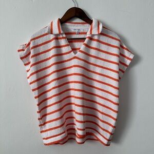 Cloud Ten Striped Collared V-Neck Top Size M NEW Without Tags